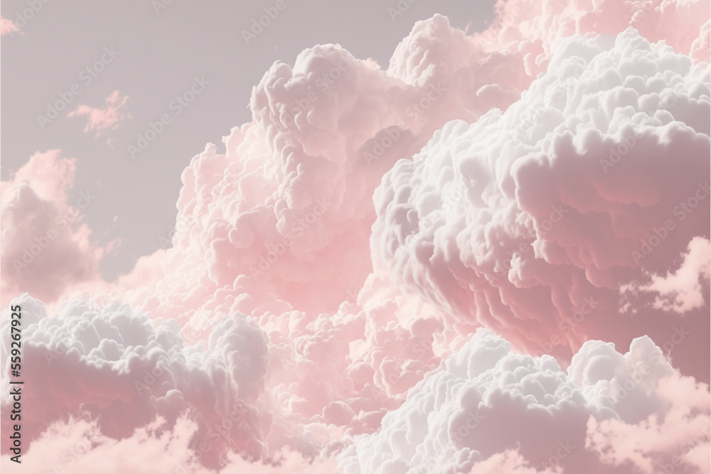 Pink aesthetic wallpaper with cloud. Generative AI. Stock