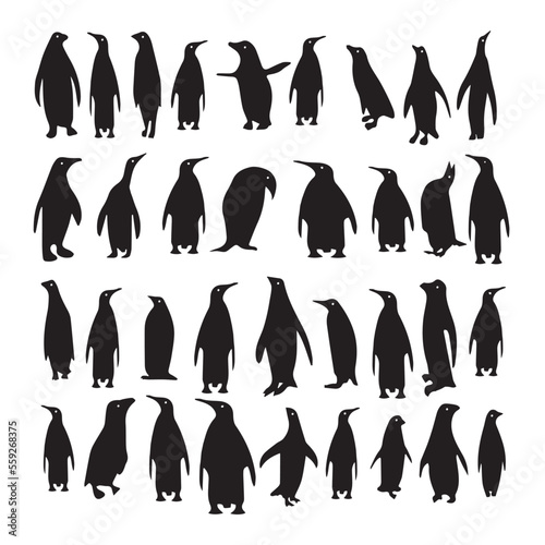 Penguin group silhouette