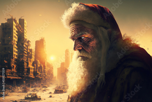 an sad injured old Santa Cl...