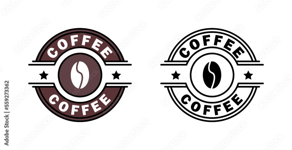 coffee bean brand logo badge label stamp circle  - obrazy, fototapety, plakaty 