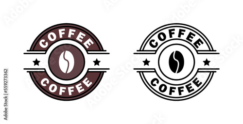 Fototapete coffee bean brand logo badge label stamp circle
