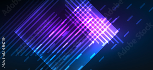 Background wallpaper neon glowing lines and geometric shapes. Dark wallpaper for concept of AI technology  blockchain  communication  5G  science  business and technology
