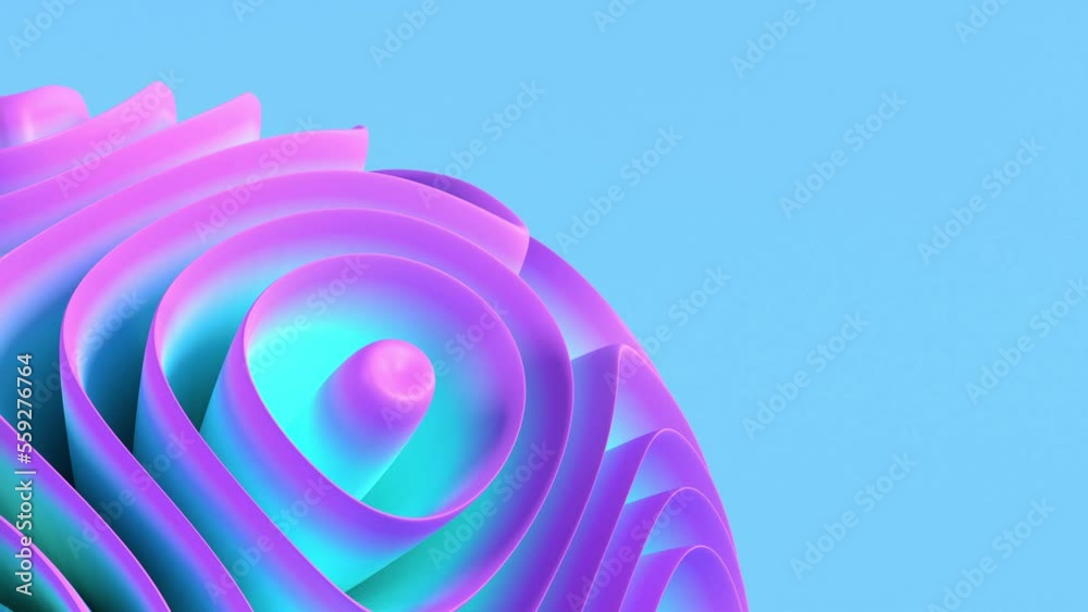 Metaball 3d bright blue-purple floating waves. 3d render with wave like displacement shapes Rotating amorphous shape.