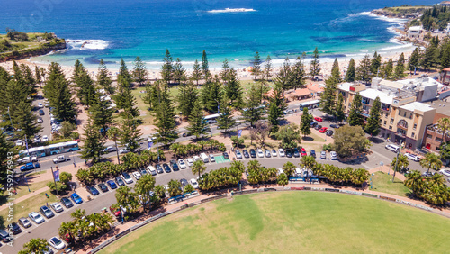 Aerial drone view of iconic Coogee Beach in Sydney, NSW Australia on a sunny day in January 2023    photo