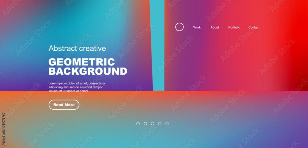 Geometric landing page background. Fluid colors and simple shapes abstract composition. Vector illustration for wallpaper, banner, background, leaflet, catalog, cover, flyer