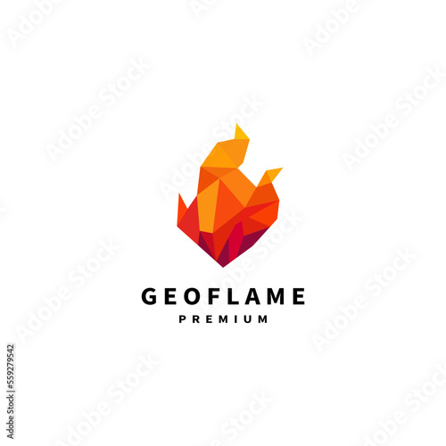 fire flame icon logo design with geometric line