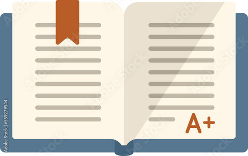 Test book icon flat vector. School exam. Paper check isolated