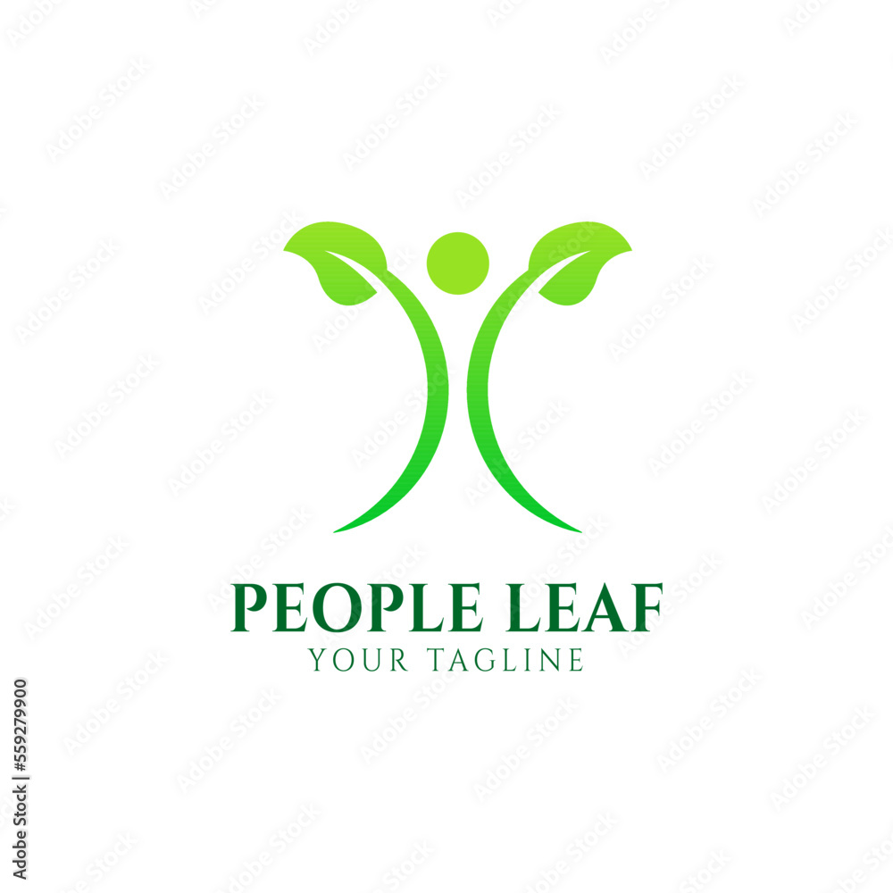 Healthy people human character logo, Healthy logo, Natural lifestyle symbol, Yoga symbol leaf person, natural and healthy logo Appropriate as a medical brand logo Healthy people human character logo, Healthy logo, Natural lifestyle symbol, Yoga symbol leaf person, natural and healthy logo Appropriate as a medical brand logo