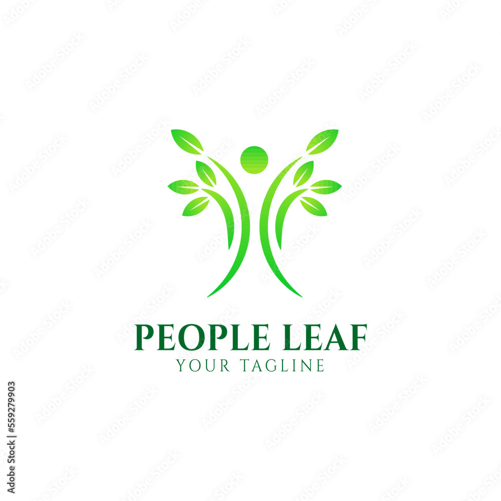 Healthy people human character logo, Healthy logo, Natural lifestyle symbol, Yoga symbol leaf person, natural and healthy logo Appropriate as a medical brand logo Healthy people human character logo, Healthy logo, Natural lifestyle symbol, Yoga symbol leaf person, natural and healthy logo Appropriate as a medical brand logo