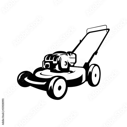 Land Mower Silhouette Vector Isolated. Best for Garden Maintenance Business Illustration Logo