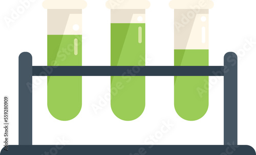 Test tube stand icon flat vector. Survey sheet. Study school isolated