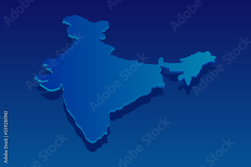 map of India on blue background. Vector modern isometric concept greeting Card illustration eps 10.