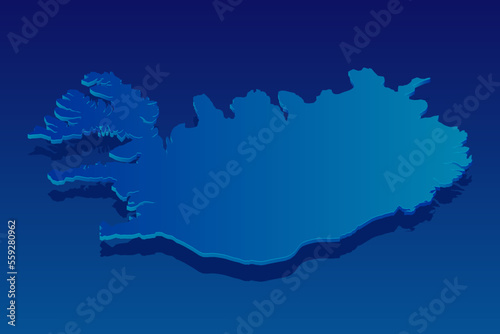 map of Iceland on blue background. Vector modern isometric concept greeting Card illustration eps 10.