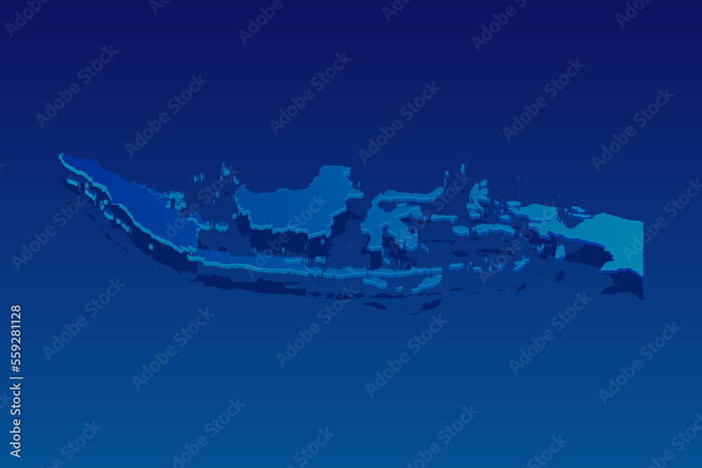 map of Indonesia on blue background. Vector modern isometric concept greeting Card illustration eps 10. map of Indonesia on blue background. Vector modern isometric concept greeting Card illustration eps 10.