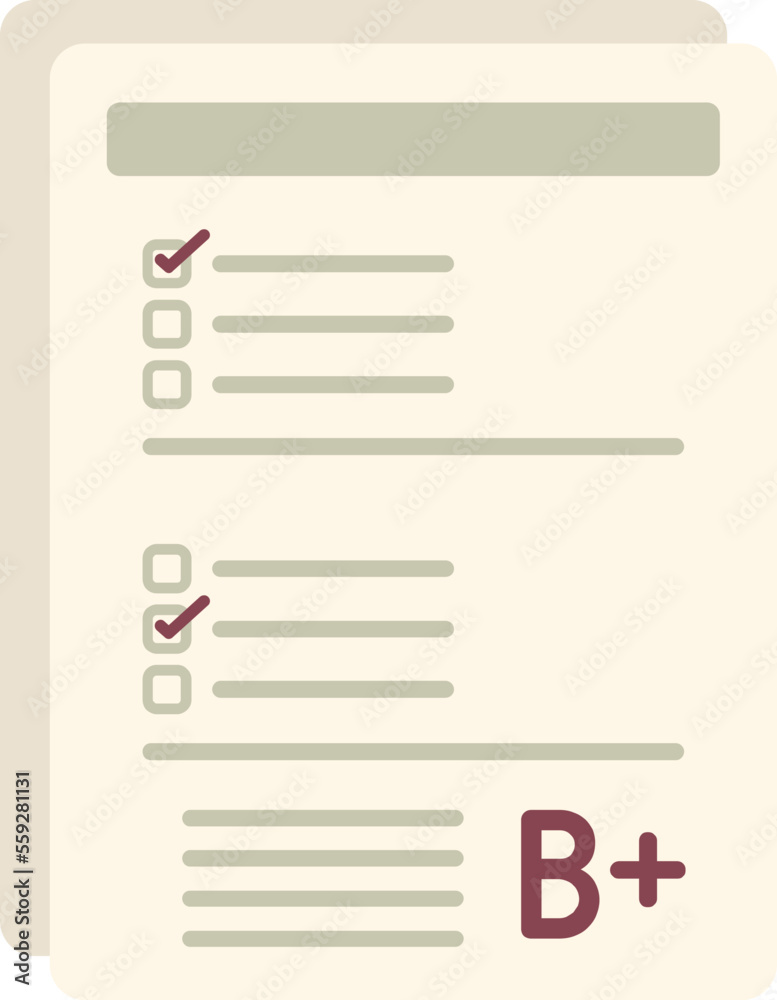 Paper test icon flat vector. Answer exam. Sheet mark isolated Paper test icon flat vector. Answer exam. Sheet mark isolated