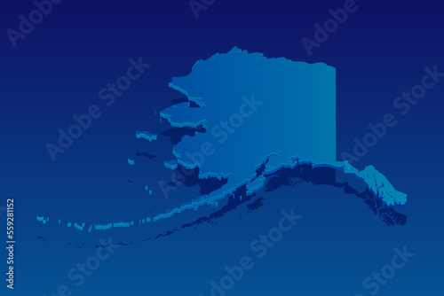 map of Alaska on blue background. Vector modern isometric concept greeting Card illustration eps 10.