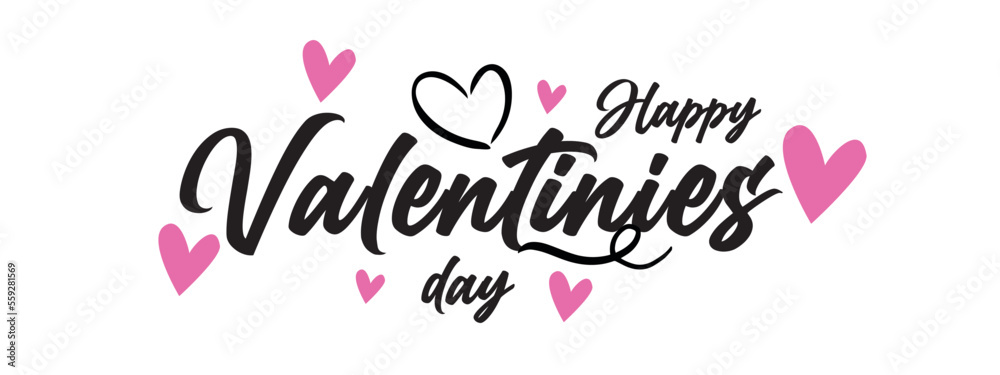Valentines day background with heart pattern and typography of happy valentines day text .Vector Illustration	