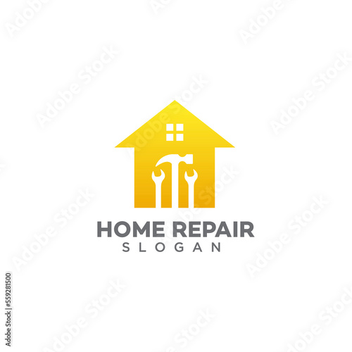 Home improvement logo, Home, Real Estate, Construction, Building Logo, House Vector, Tools icon, Fixed house sign, Home repair icon