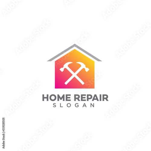 Home improvement logo, Home, Real Estate, Construction, Building Logo, House Vector, Tools icon, Fixed house sign, Home repair icon