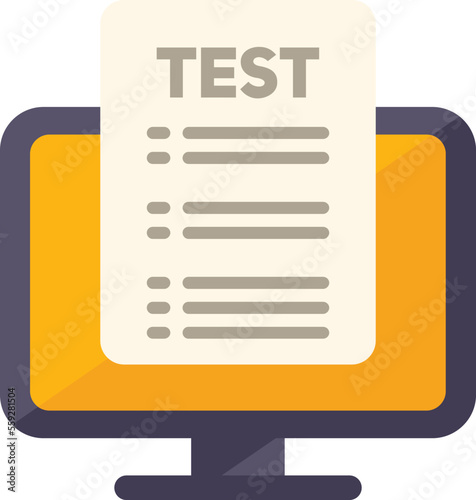 Online pc test icon flat vector. Paper check. Sheet survey isolated