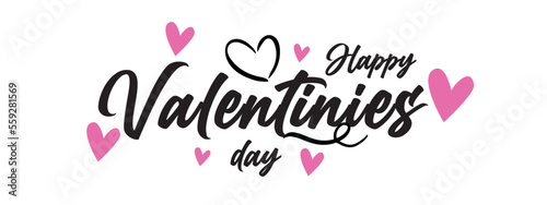 Valentines day background with heart pattern and typography of happy valentines day text .Vector Illustration	