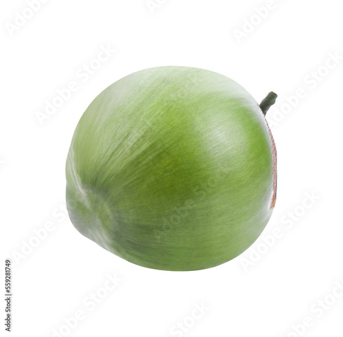 Fresh green coconut with straw ready to drinking isolated transparent png