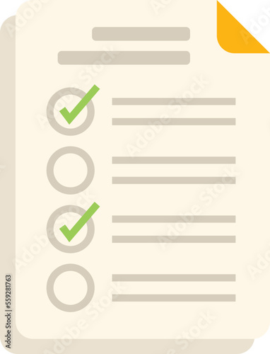 Paper mark test icon flat vector. Exam answer. Form sheet isolated