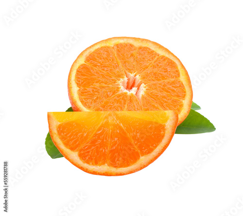 Fototapeta Naklejka Na Ścianę i Meble -  tangerine or mandarin fruit with leaves isolated transparent png