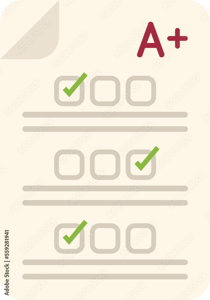Survey test icon flat vector. School exam. Business form isolated