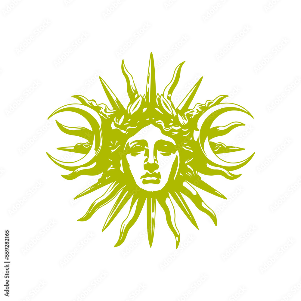Fototapeta premium vector illustration of greek sun statue