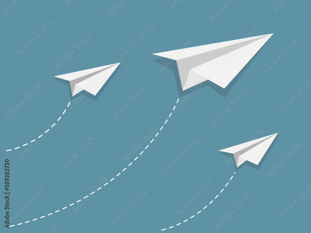 Paper airplanes icon blue background. business concepts take off plane vector illustration. Paper airplanes icon blue background. business concepts take off plane vector illustration.