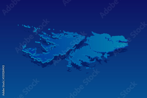map of Falkland Islands on blue background. Vector modern isometric concept greeting Card illustration eps 10.
