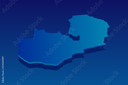map of Zambia on blue background. Vector modern isometric concept greeting Card illustration eps 10.