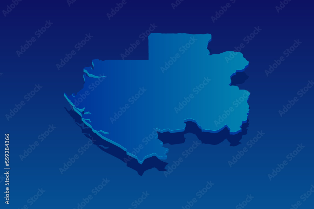 map of Gabon on blue background. Vector modern isometric concept greeting Card illustration eps 10.