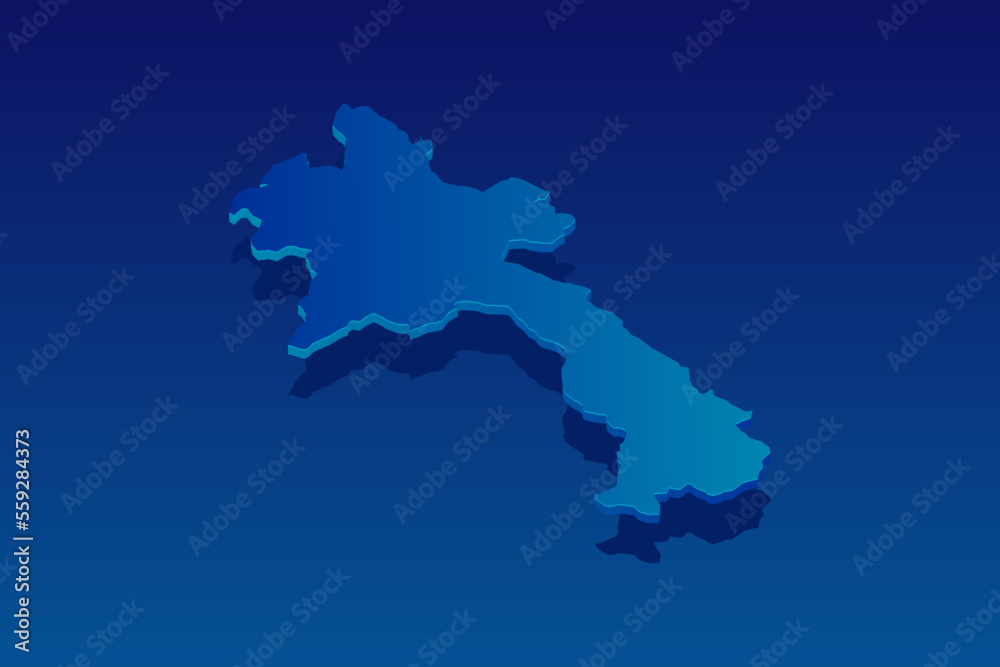 map of Laos on blue background. Vector modern isometric concept greeting Card illustration eps 10. map of Laos on blue background. Vector modern isometric concept greeting Card illustration eps 10.