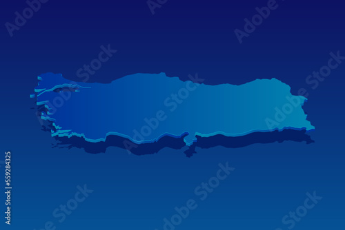 map of Turkey on blue background. Vector modern isometric concept greeting Card illustration eps 10.
