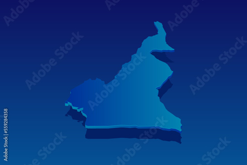 map of Cameroon on blue background. Vector modern isometric concept greeting Card illustration eps 10.