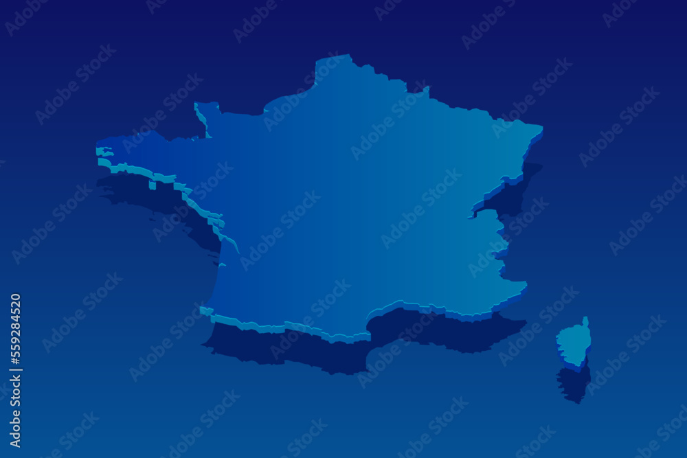 map of France on blue background. Vector modern isometric concept greeting Card illustration eps 10. map of France on blue background. Vector modern isometric concept greeting Card illustration eps 10.