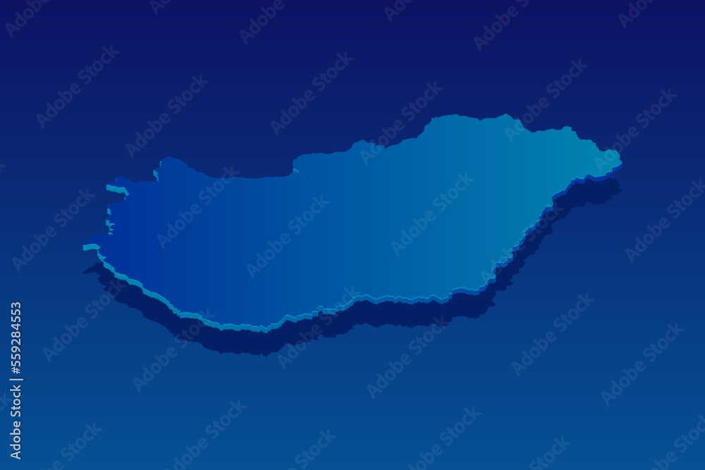 map of Hungary on blue background. Vector modern isometric concept greeting Card illustration eps 10.