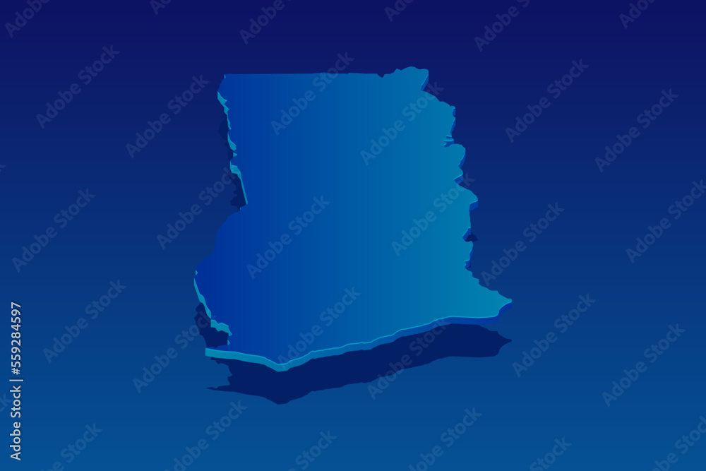 map of Ghana on blue background. Vector modern isometric concept greeting Card illustration eps 10.