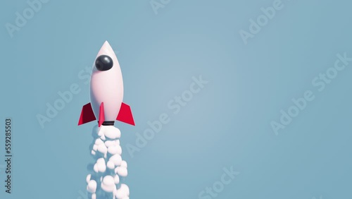 Seamless Loop 3D Rendering Startup Rocket Traveler 3D Illustration Background