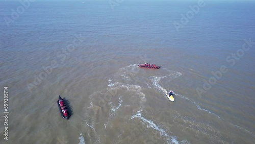 Aerial footage of Varsoli beach at Alibag, located 125 kms from Pune on the West Coast of Maharashtra India. photo