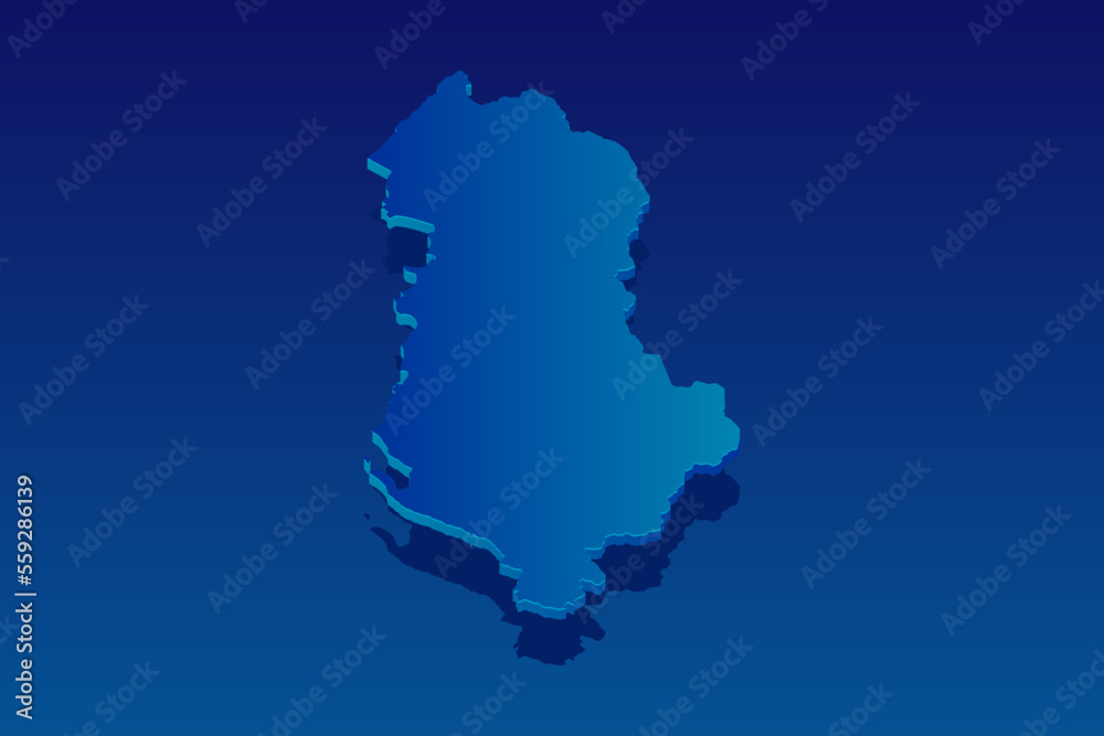 Obraz premium map of Albania on blue background. Vector modern isometric concept greeting Card illustration eps 10.