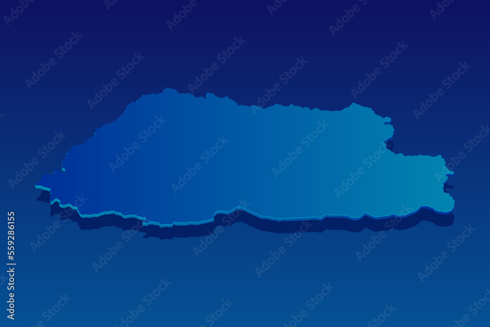 map of Bhutan on blue background. Vector modern isometric concept greeting Card illustration eps 10.