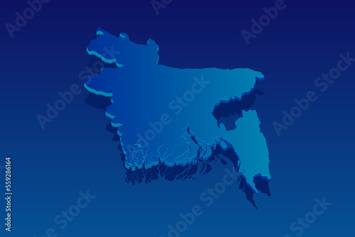 map of Bangladesh on blue background. Vector modern isometric concept greeting Card illustration eps 10.