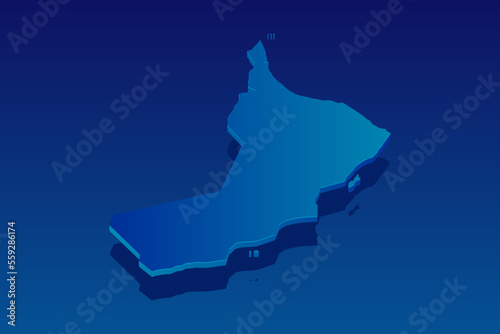 map of Oman on blue background. Vector modern isometric concept greeting Card illustration eps 10.