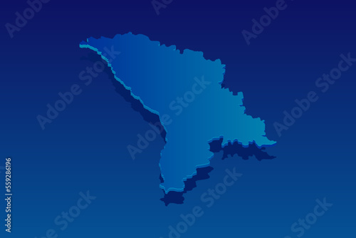 map of Moldova on blue background. Vector modern isometric concept greeting Card illustration eps 10.
