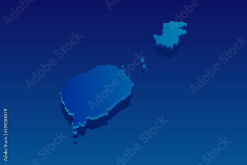 map of Sao Tome and Principe on blue background. Vector modern isometric concept greeting Card illustration eps 10.