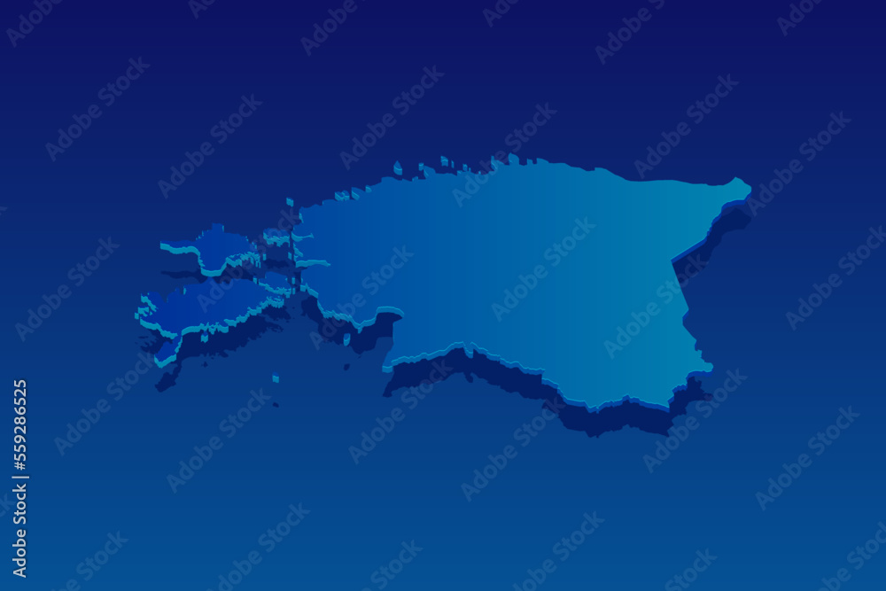 Vector modern isometric concept greeting Card map of Estonia on blue background illustration eps 10.