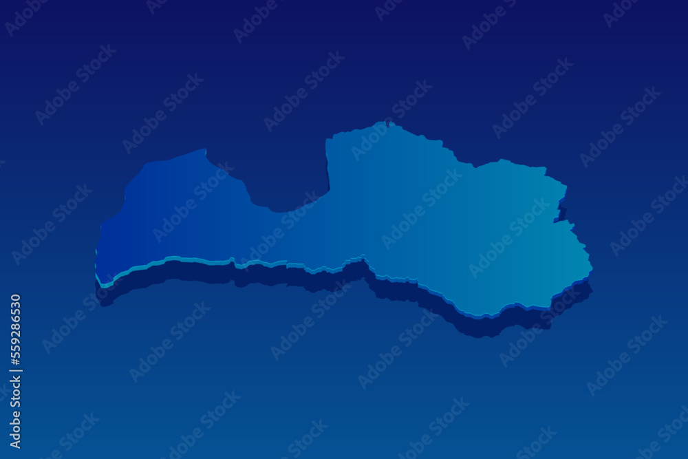 Fototapeta premium map of Latvia on blue background. Vector modern isometric concept greeting Card illustration eps 10.